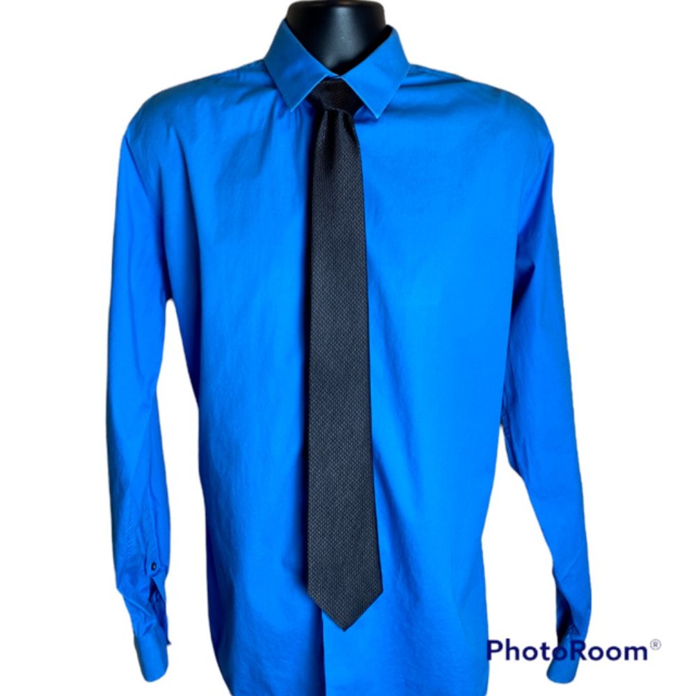 1MX Fitted Express Men's Blue Dress Shirt